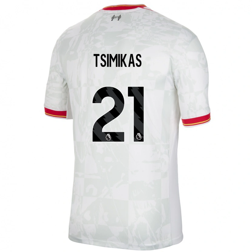 Danxen Kid Konstantinos Tsimikas #21 White Red Black Third Jersey 2024/25 T-Shirt