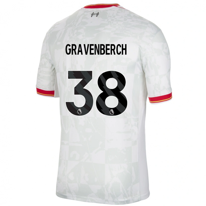 Danxen Kid Ryan Gravenberch #38 White Red Black Third Jersey 2024/25 T-Shirt