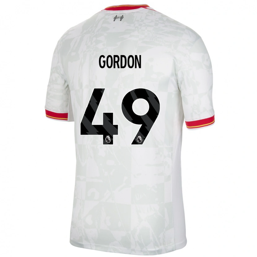 Danxen Kid Kaide Gordon #49 White Red Black Third Jersey 2024/25 T-Shirt