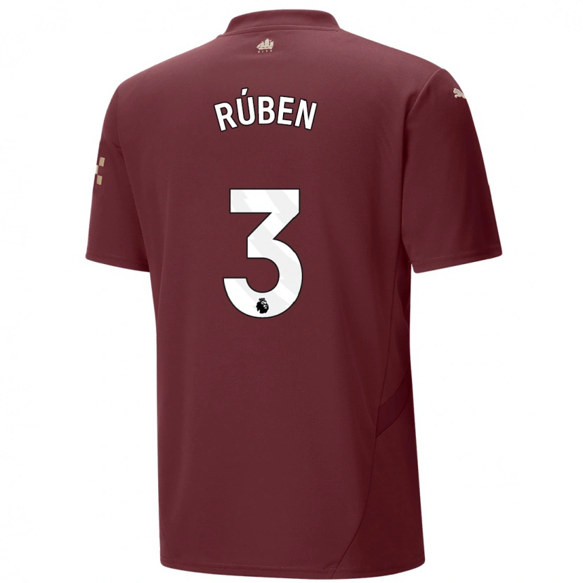 Danxen Kid Rúben Dias #3 Maroon Third Jersey 2024/25 T-Shirt