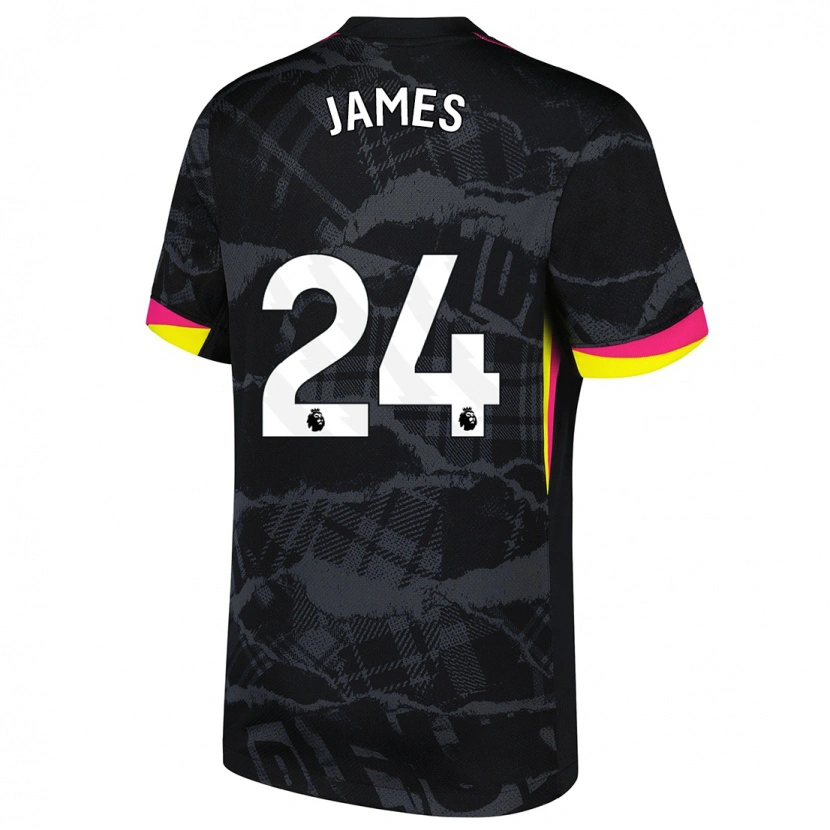 Danxen Kid Reece James #24 Black Pink Third Jersey 2024/25 T-Shirt