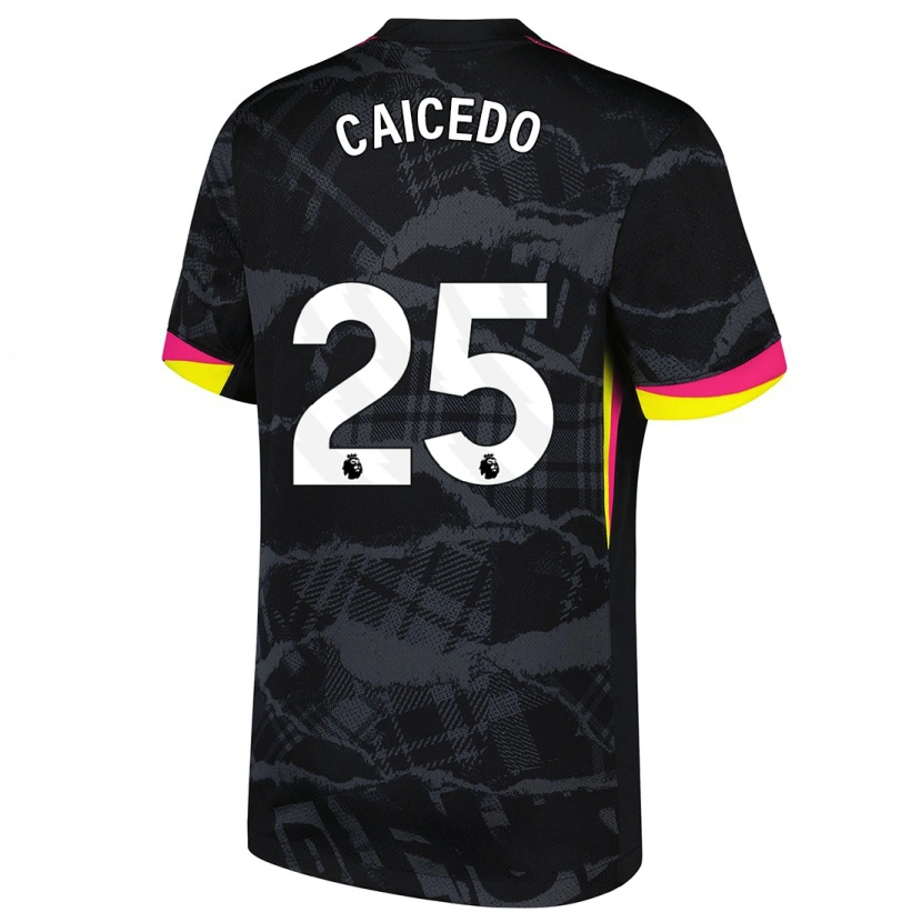 Danxen Kid Moisés Caicedo #25 Black Pink Third Jersey 2024/25 T-Shirt