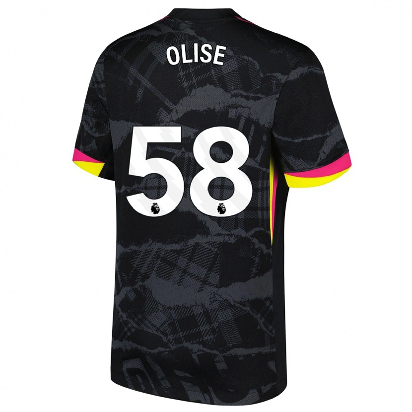 Danxen Kid Richard Olise #58 Black Pink Third Jersey 2024/25 T-Shirt