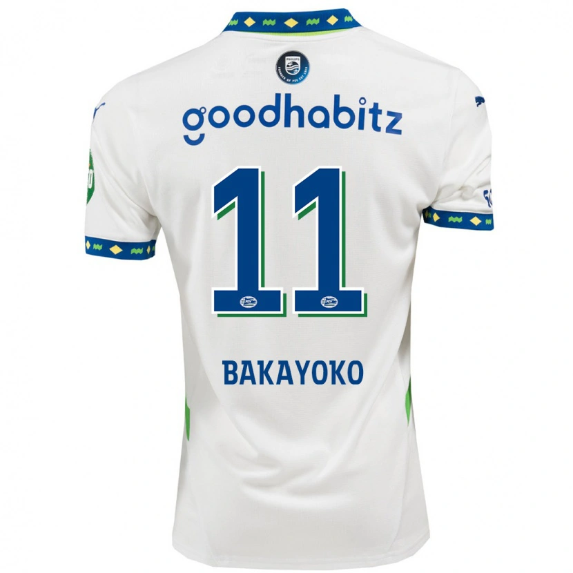 Danxen Kid Johan Bakayoko #11 White Dark Blue Third Jersey 2024/25 T-Shirt