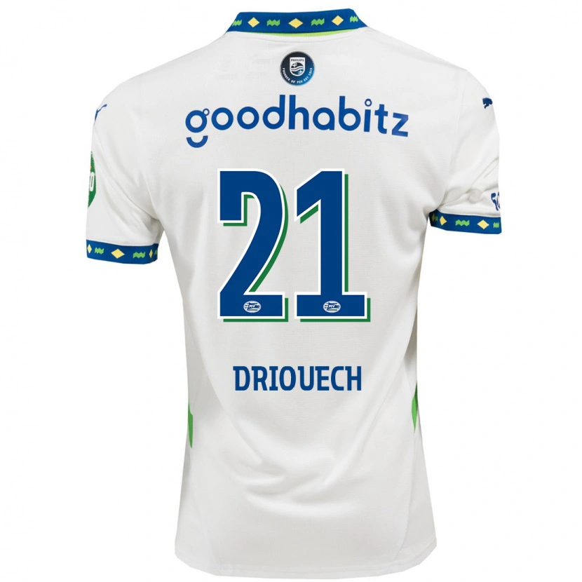 Danxen Kid Couhaib Driouech #21 White Dark Blue Third Jersey 2024/25 T-Shirt