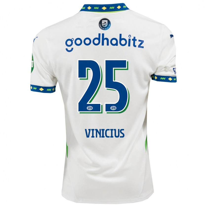 Danxen Kid Carlos Vinicius #25 White Dark Blue Third Jersey 2024/25 T-Shirt