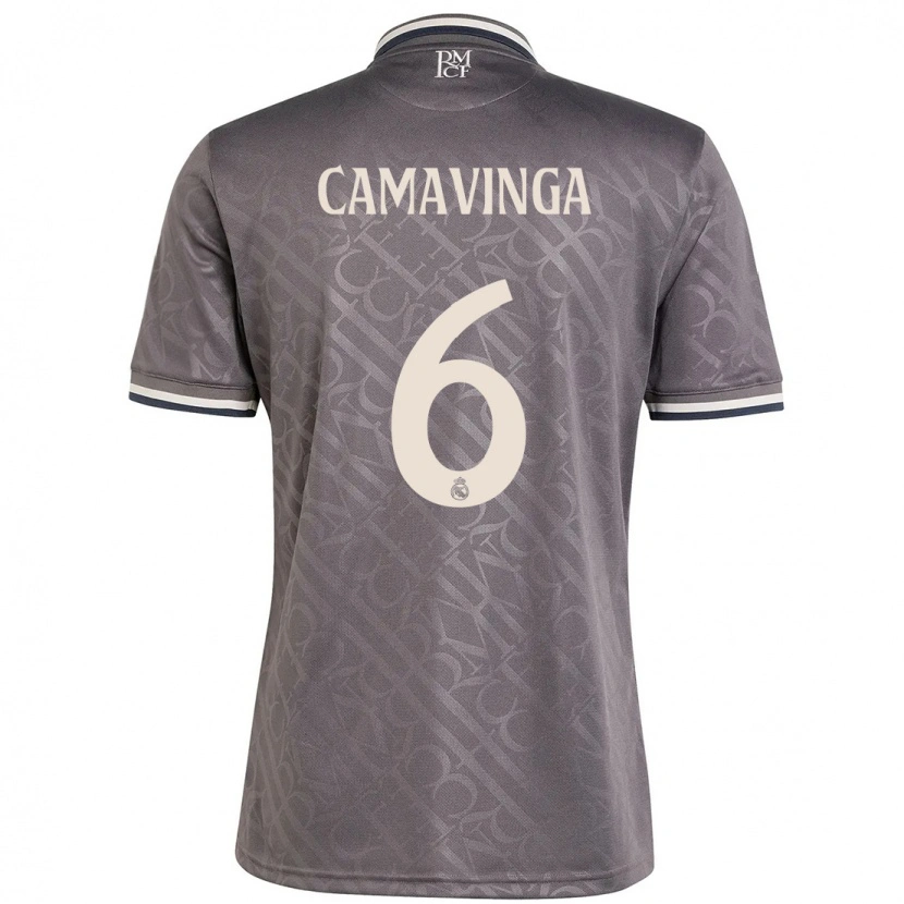 Danxen Kid Eduardo Camavinga #6 Charcoal Third Jersey 2024/25 T-Shirt