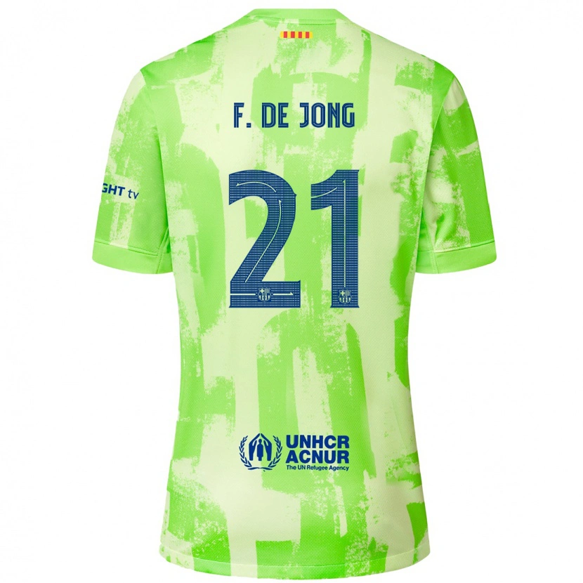 Danxen Kid Frenkie De Jong #21 Lime Third Jersey 2024/25 T-Shirt