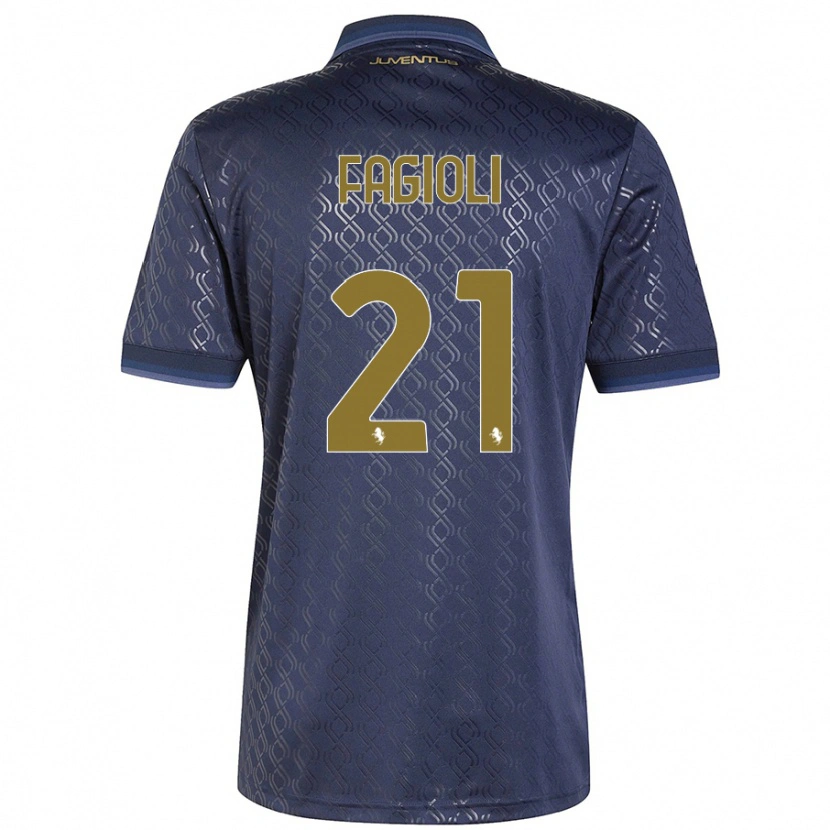 Danxen Kid Nicolò Fagioli #21 Navy Blue Third Jersey 2024/25 T-Shirt