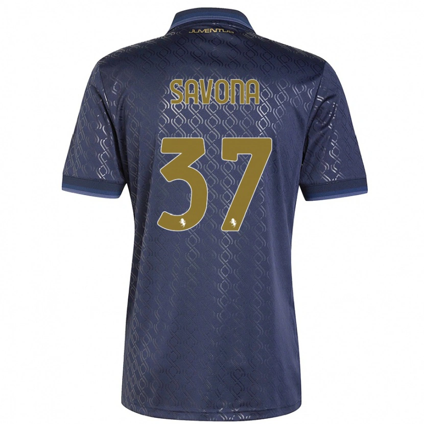 Danxen Kid Nicolò Savona #37 Navy Blue Third Jersey 2024/25 T-Shirt