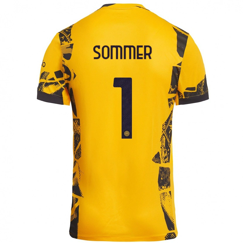 Danxen Kid Yann Sommer #1 Gold Black Third Jersey 2024/25 T-Shirt