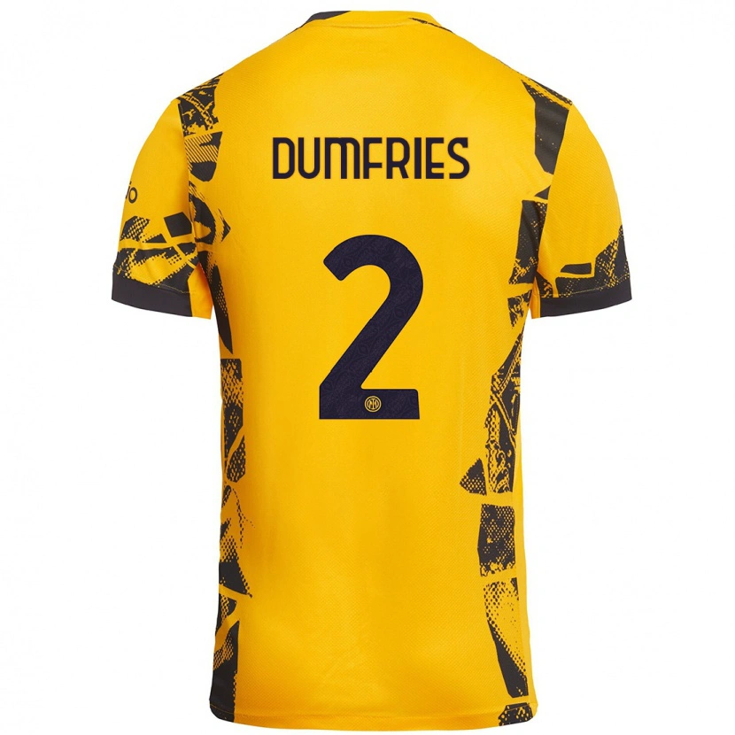 Danxen Kid Denzel Dumfries #2 Gold Black Third Jersey 2024/25 T-Shirt