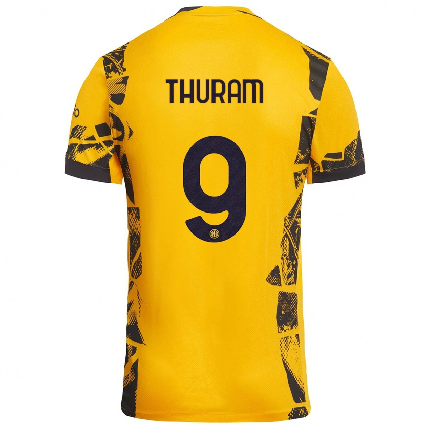 Danxen Kid Marcus Thuram #9 Gold Black Third Jersey 2024/25 T-Shirt