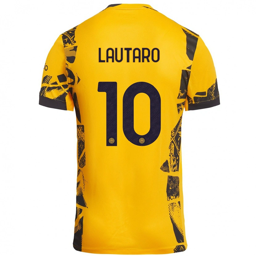 Danxen Kid Lautaro Martínez #10 Gold Black Third Jersey 2024/25 T-Shirt