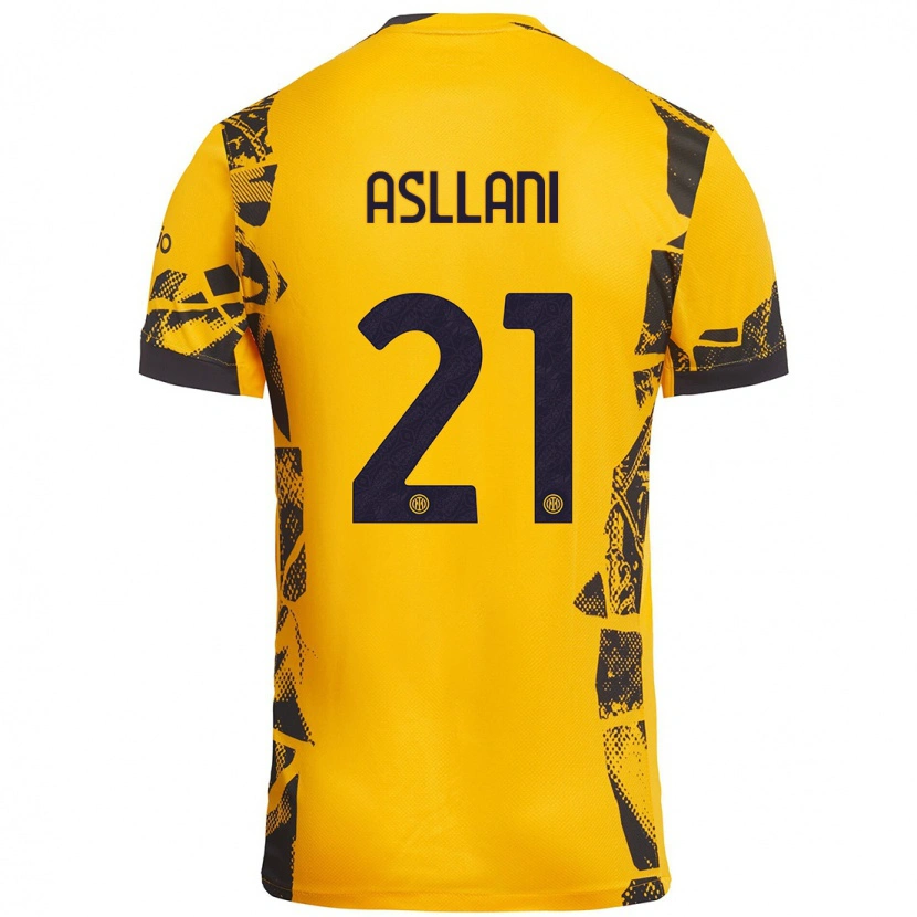 Danxen Kid Kristjan Asllani #21 Gold Black Third Jersey 2024/25 T-Shirt