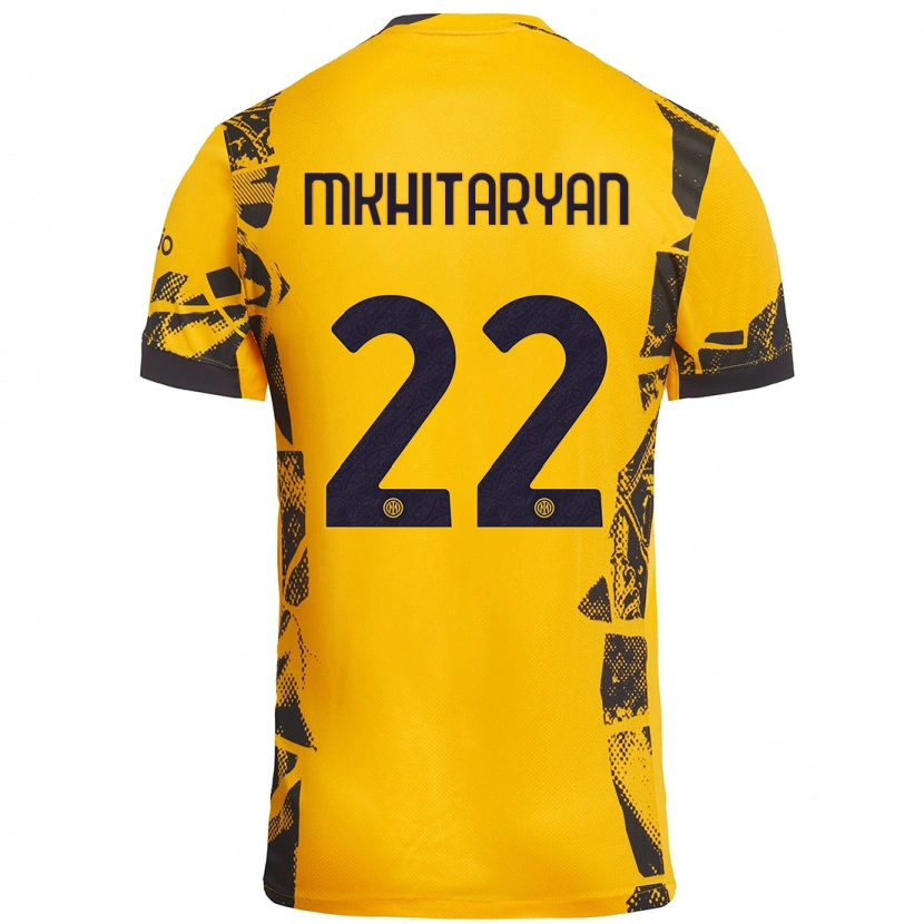 Danxen Kid Henrikh Mkhitaryan #22 Gold Black Third Jersey 2024/25 T-Shirt