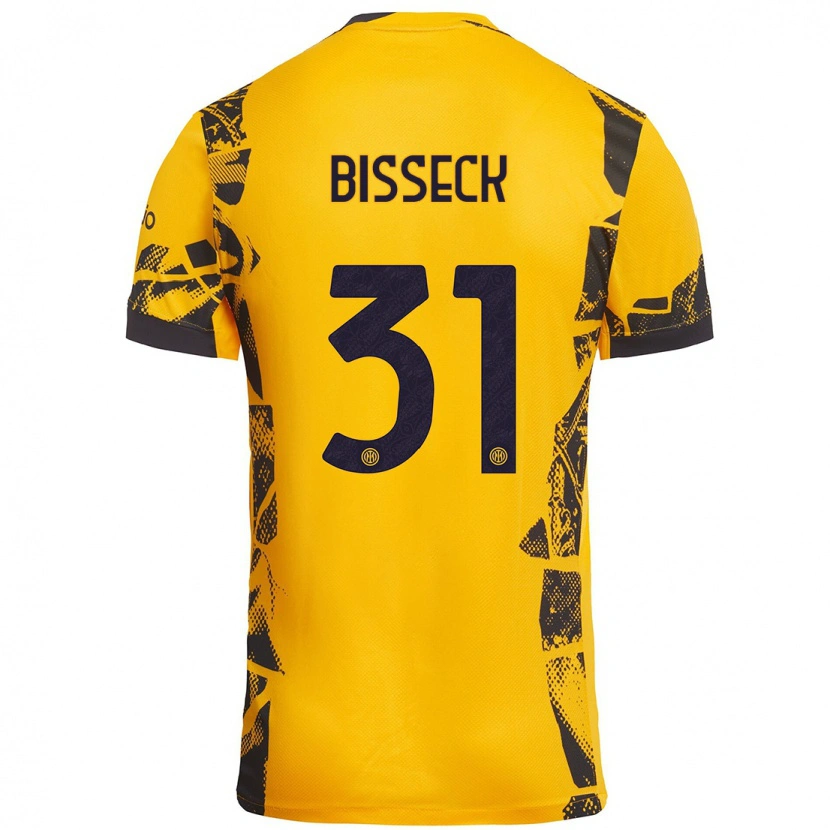 Danxen Kid Yann Bisseck #31 Gold Black Third Jersey 2024/25 T-Shirt