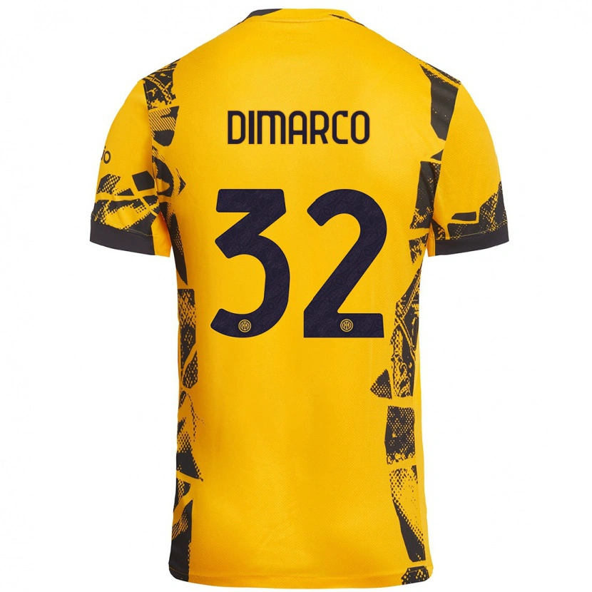 Danxen Kid Federico Dimarco #32 Gold Black Third Jersey 2024/25 T-Shirt