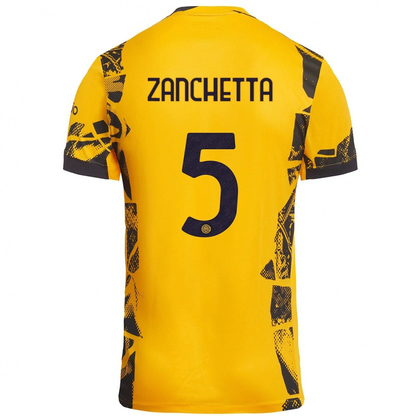 Danxen Kid Mattia Zanchetta #5 Gold Black Third Jersey 2024/25 T-Shirt