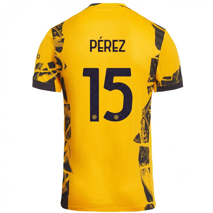 Danxen Kid Álex Pérez #15 Gold Black Third Jersey 2024/25 T-Shirt