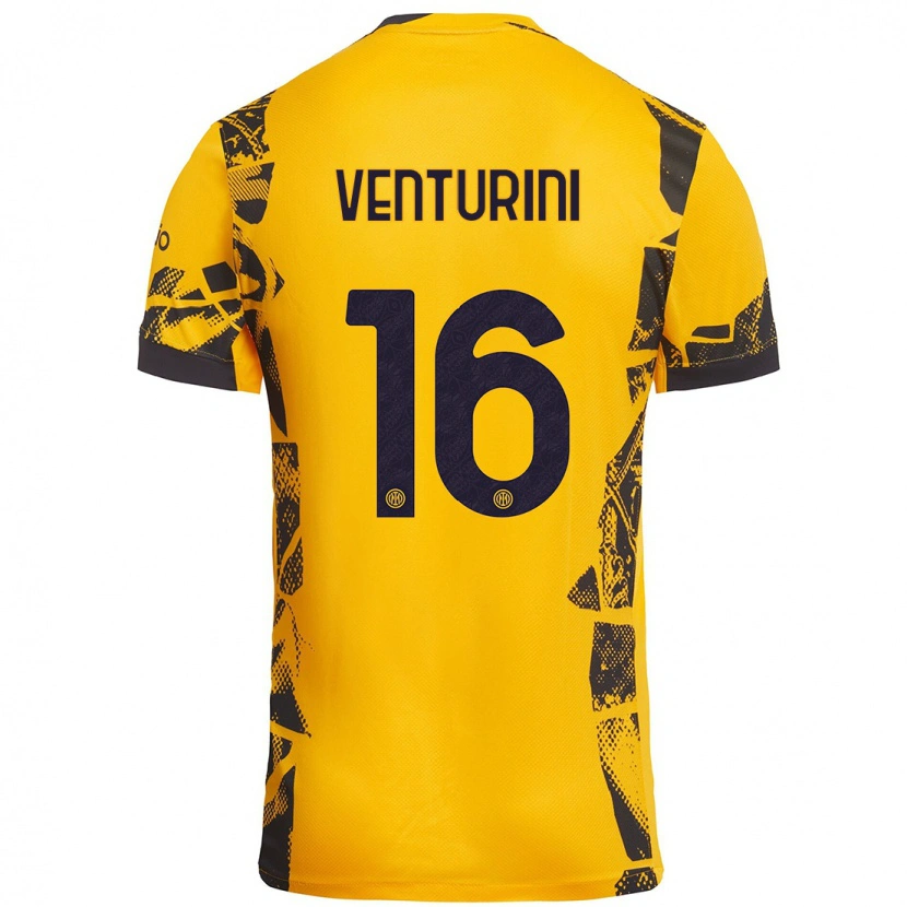 Danxen Kid Matteo Venturini #16 Gold Black Third Jersey 2024/25 T-Shirt