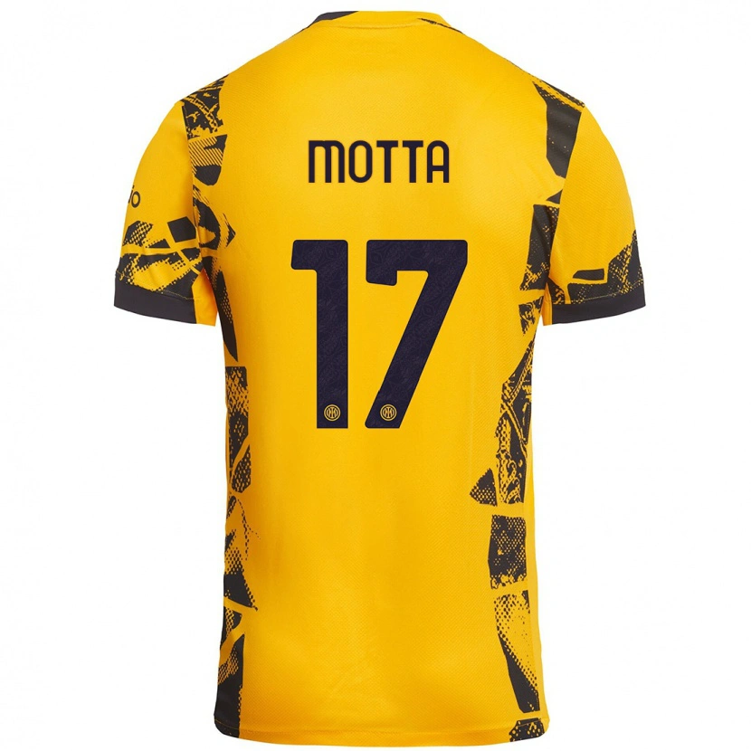 Danxen Kid Matteo Motta #17 Gold Black Third Jersey 2024/25 T-Shirt