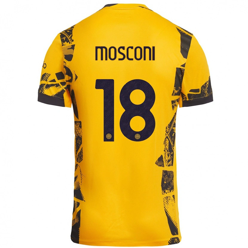 Danxen Kid Mattia Mosconi #18 Gold Black Third Jersey 2024/25 T-Shirt