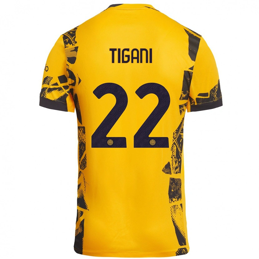 Danxen Kid Edoardo Tigani #22 Gold Black Third Jersey 2024/25 T-Shirt