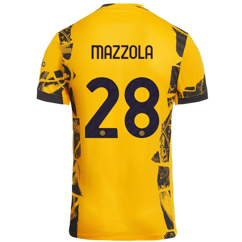 Danxen Kid Giuseppe Mazzola #28 Gold Black Third Jersey 2024/25 T-Shirt