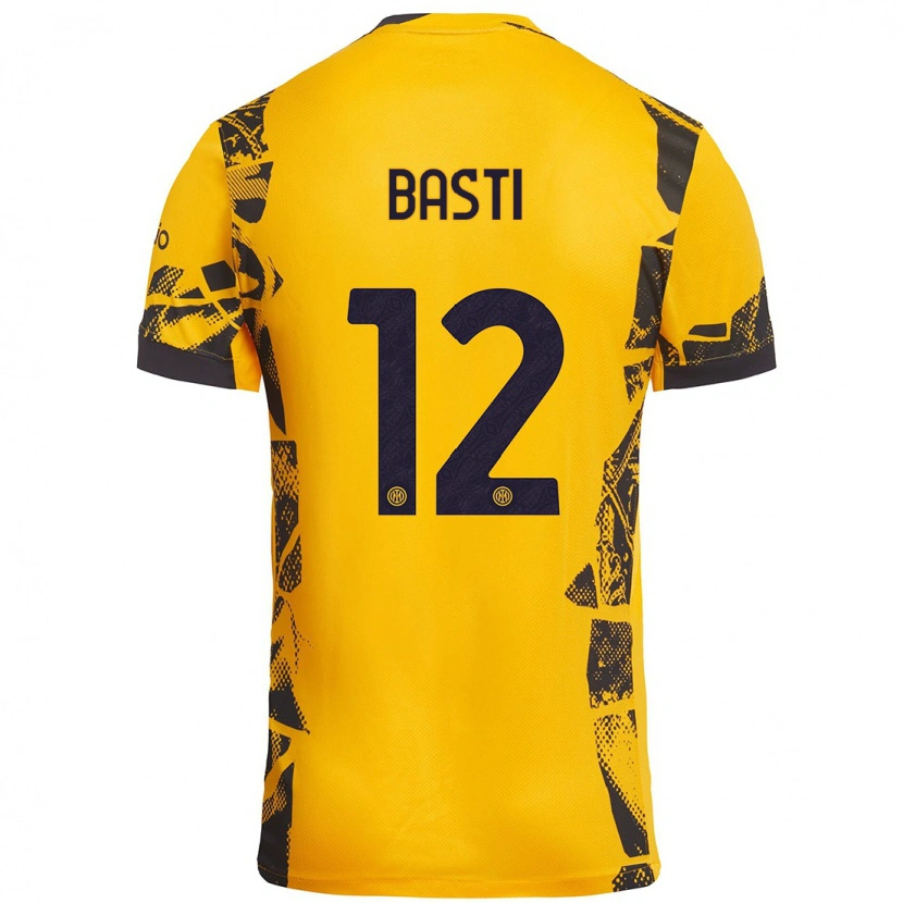 Danxen Kid Matteo Basti #12 Gold Black Third Jersey 2024/25 T-Shirt