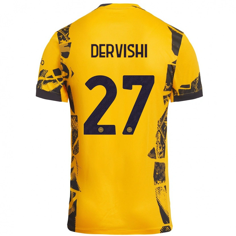 Danxen Kid Kristian Dervishi #27 Gold Black Third Jersey 2024/25 T-Shirt