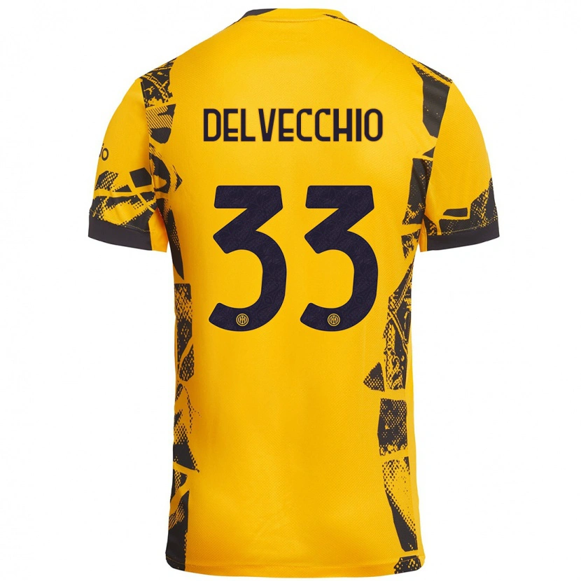 Danxen Kid Gabriele Delvecchio #33 Gold Black Third Jersey 2024/25 T-Shirt