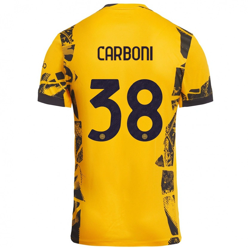 Danxen Kid Valentin Carboni #38 Gold Black Third Jersey 2024/25 T-Shirt