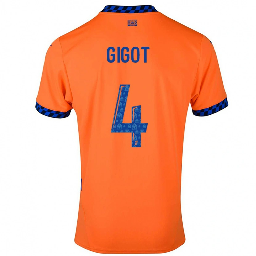 Danxen Kid Samuel Gigot #4 Orange Dark Blue Third Jersey 2024/25 T-Shirt