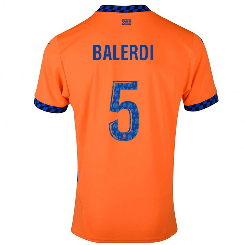 Danxen Kid Leonardo Balerdi #5 Orange Dark Blue Third Jersey 2024/25 T-Shirt