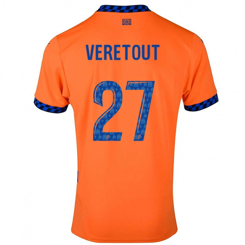 Danxen Kid Jordan Veretout #27 Orange Dark Blue Third Jersey 2024/25 T-Shirt