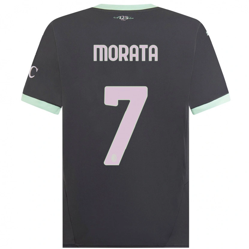 Danxen Kid Álvaro Morata #7 Grey Third Jersey 2024/25 T-Shirt