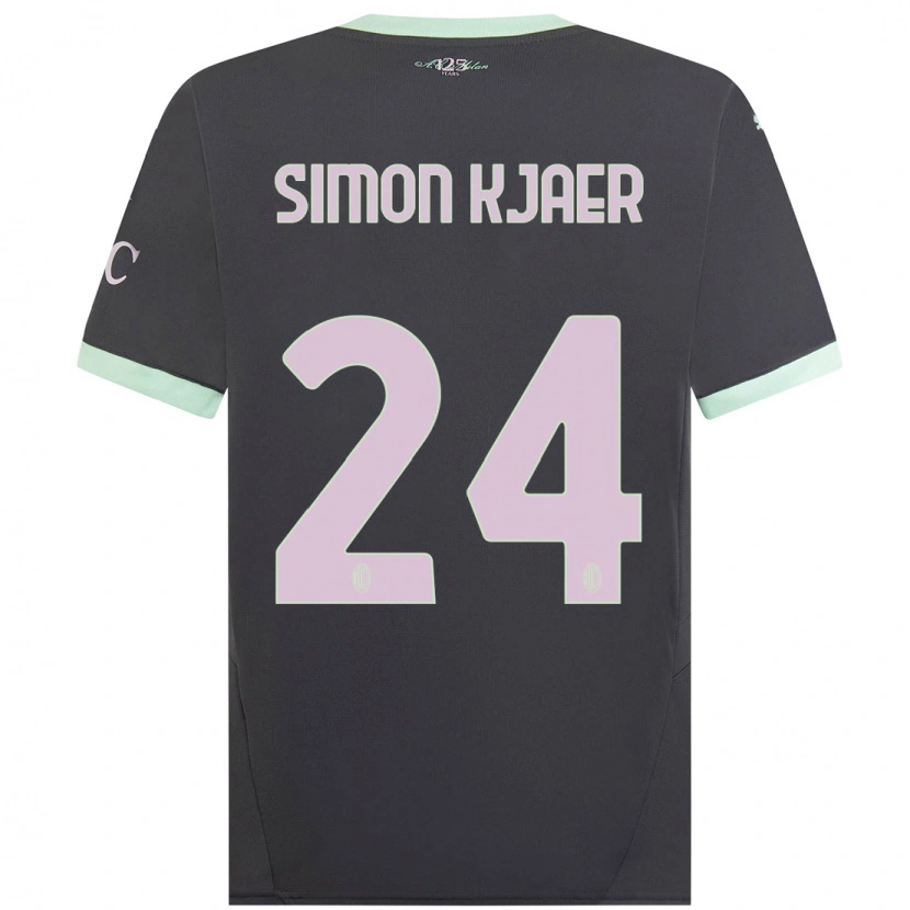 Danxen Kid Simon Kjaer #24 Grey Third Jersey 2024/25 T-Shirt