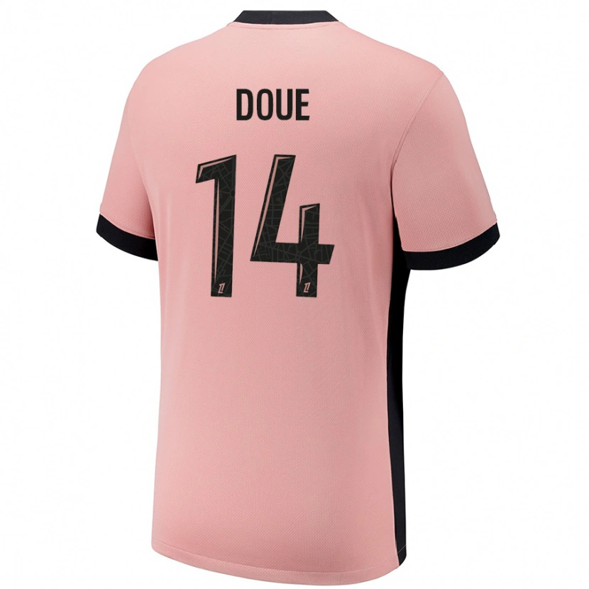 Danxen Kid Désiré Doué #14 Rust Pink Third Jersey 2024/25 T-Shirt