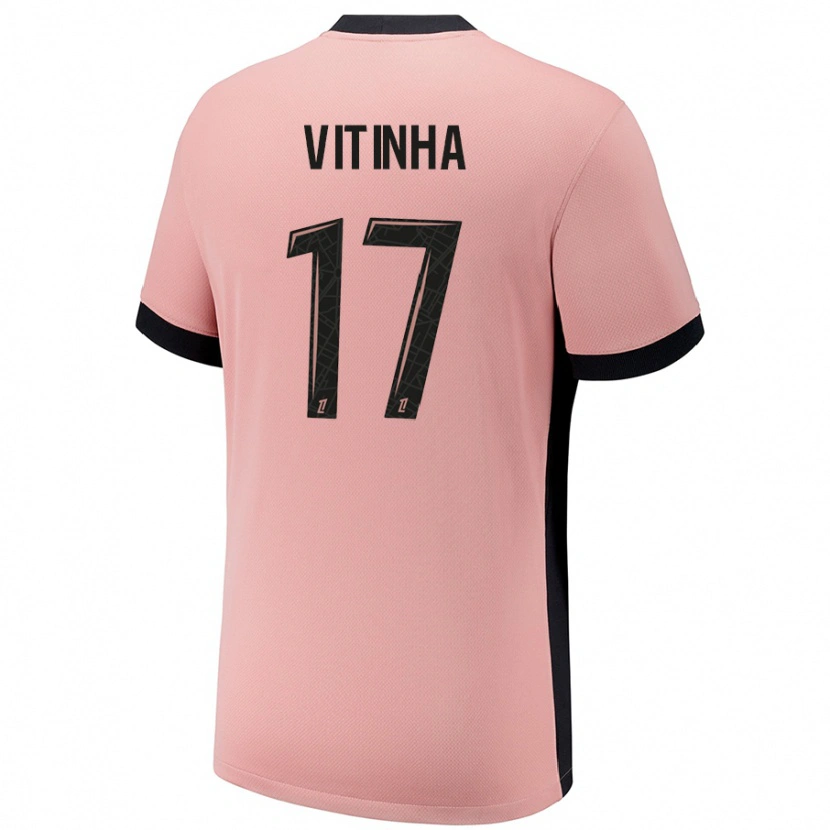 Danxen Kid Vitinha #17 Rust Pink Third Jersey 2024/25 T-Shirt