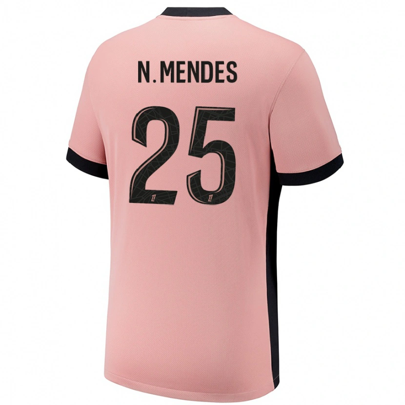 Danxen Kid Nuno Mendes #25 Rust Pink Third Jersey 2024/25 T-Shirt