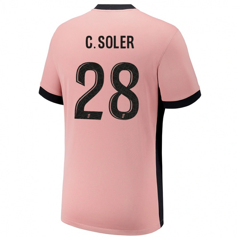 Danxen Kid Carlos Soler #28 Rust Pink Third Jersey 2024/25 T-Shirt