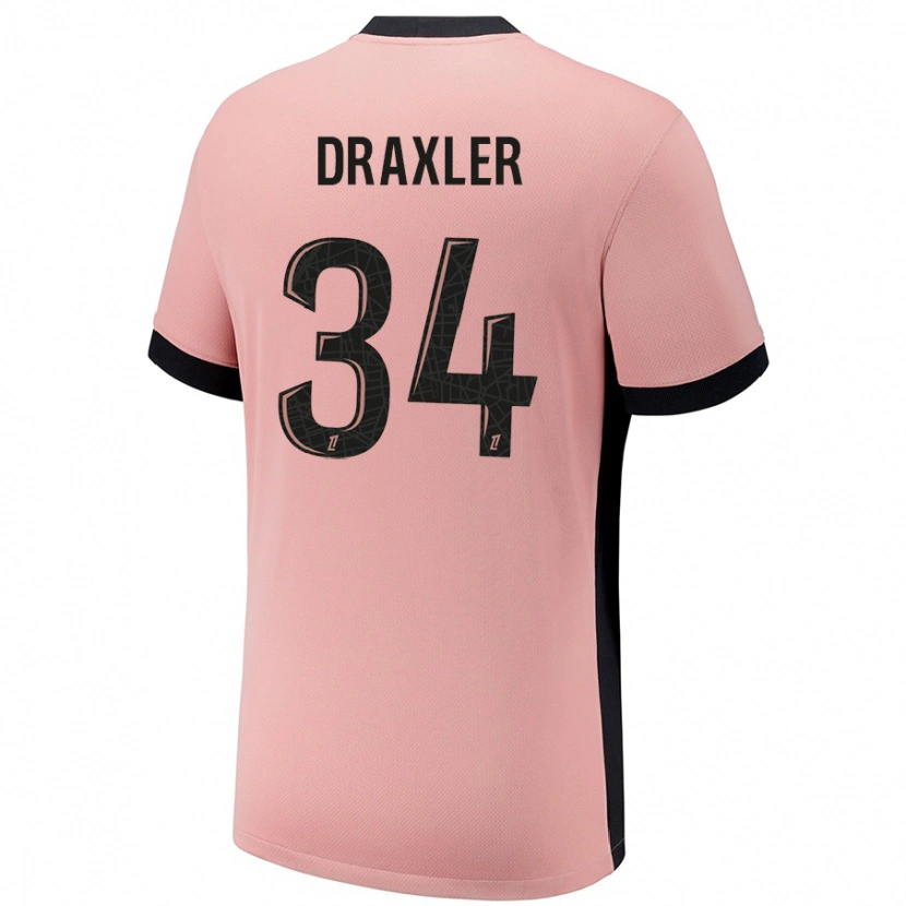 Danxen Kid Julian Draxler #34 Rust Pink Third Jersey 2024/25 T-Shirt