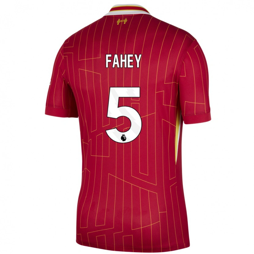 Danxen Men Niamh Fahey #5 Red Yellow White Home Jersey 2024/25 T-Shirt