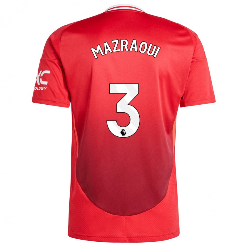 Danxen Men Noussair Mazraoui #3 Bright Red Home Jersey 2024/25 T-Shirt