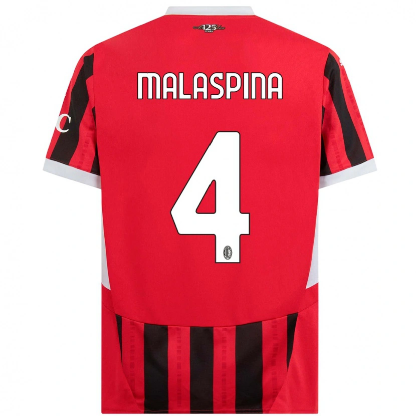 Danxen Men Mattia Malaspina #4 Red Black Home Jersey 2024/25 T-Shirt