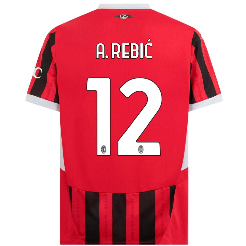 Danxen Men Ante Rebic #12 Red Black Home Jersey 2024/25 T-Shirt