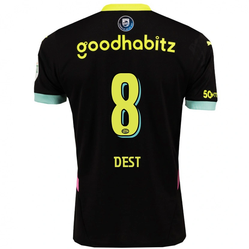 Danxen Men Sergiño Dest #8 Black Yellow Away Jersey 2024/25 T-Shirt