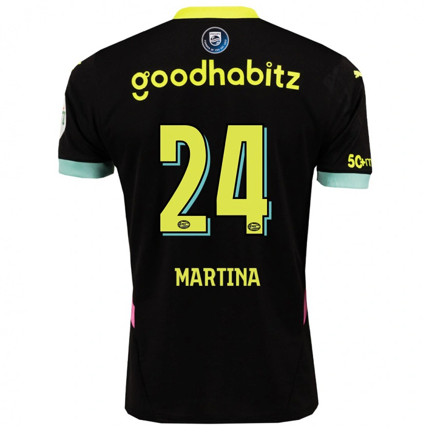 Danxen Men Shijona Martina #24 Black Yellow Away Jersey 2024/25 T-Shirt