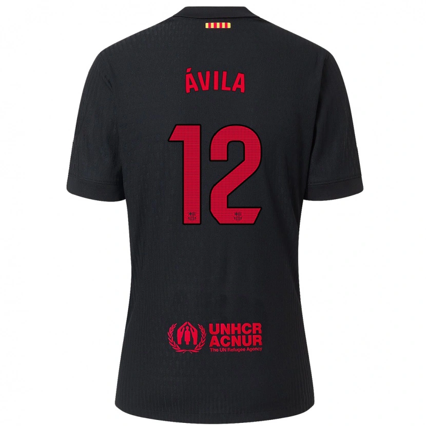 Danxen Men Dani Ávila #12 Black Red Away Jersey 2024/25 T-Shirt